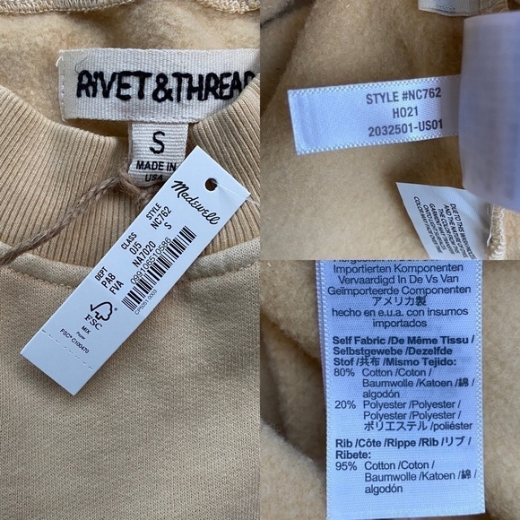 MADEWELL Rivet & Thread Tigers Graphic Easy Sweatshirt in French Vanilla NWT - Picture 10 of 12